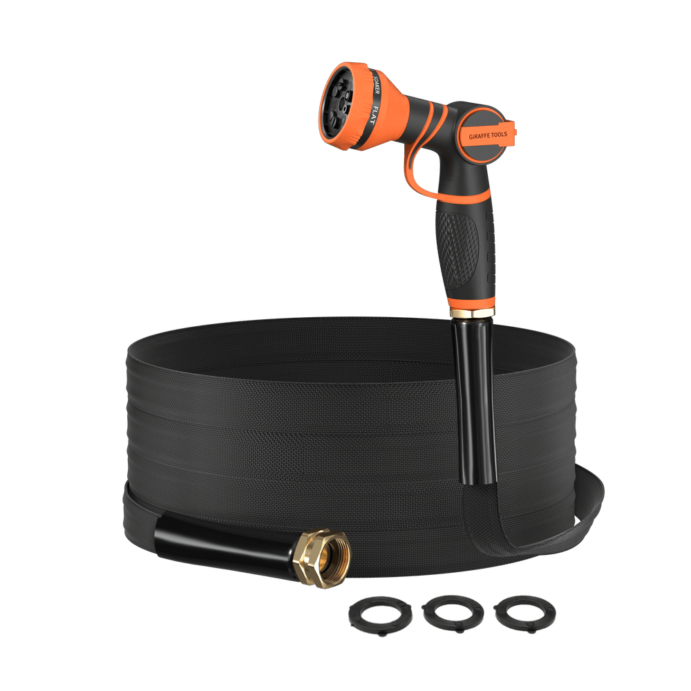 Giraffe Tools Lay Flat Water Hose - x 5/8” Black New