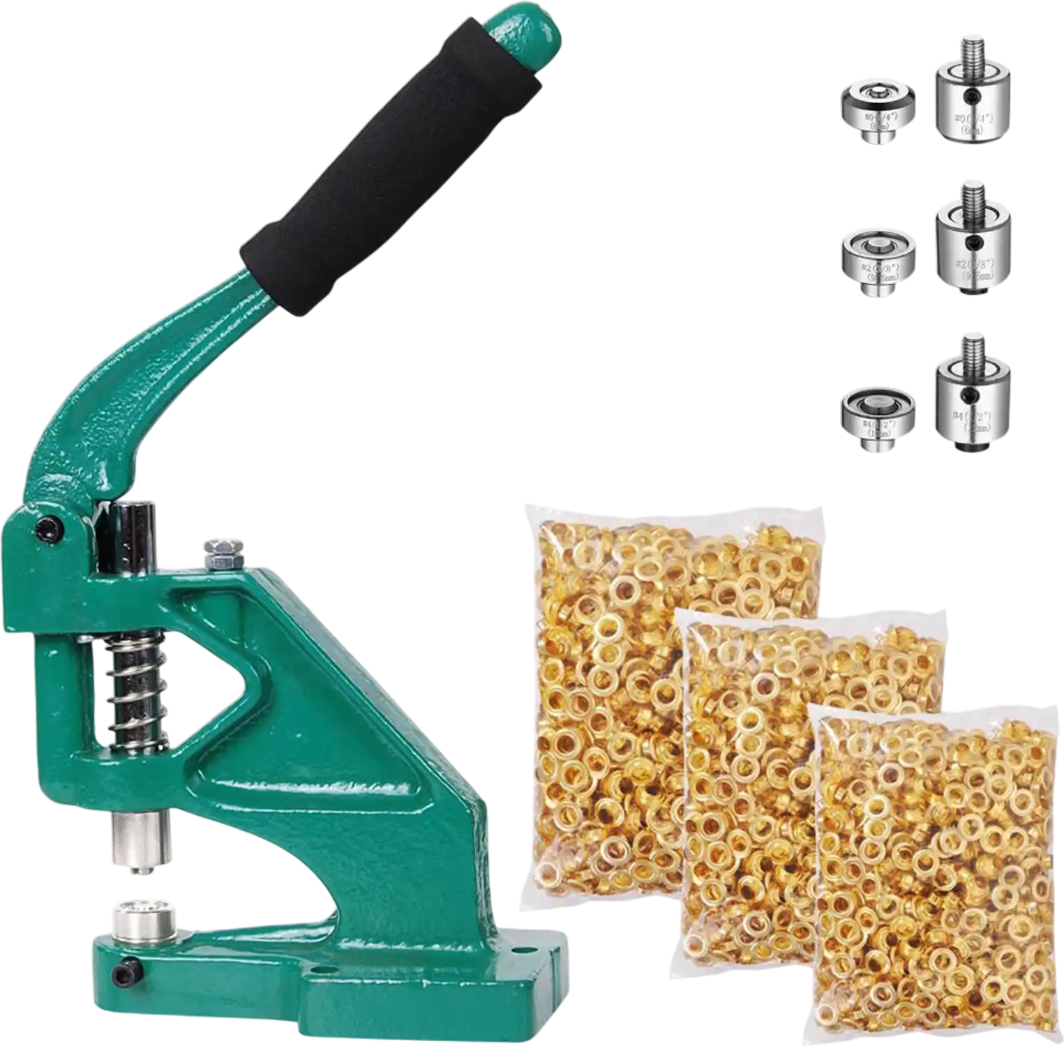 Yescom Grommet Machine with #0 #2 #4 Dies 900ct. New