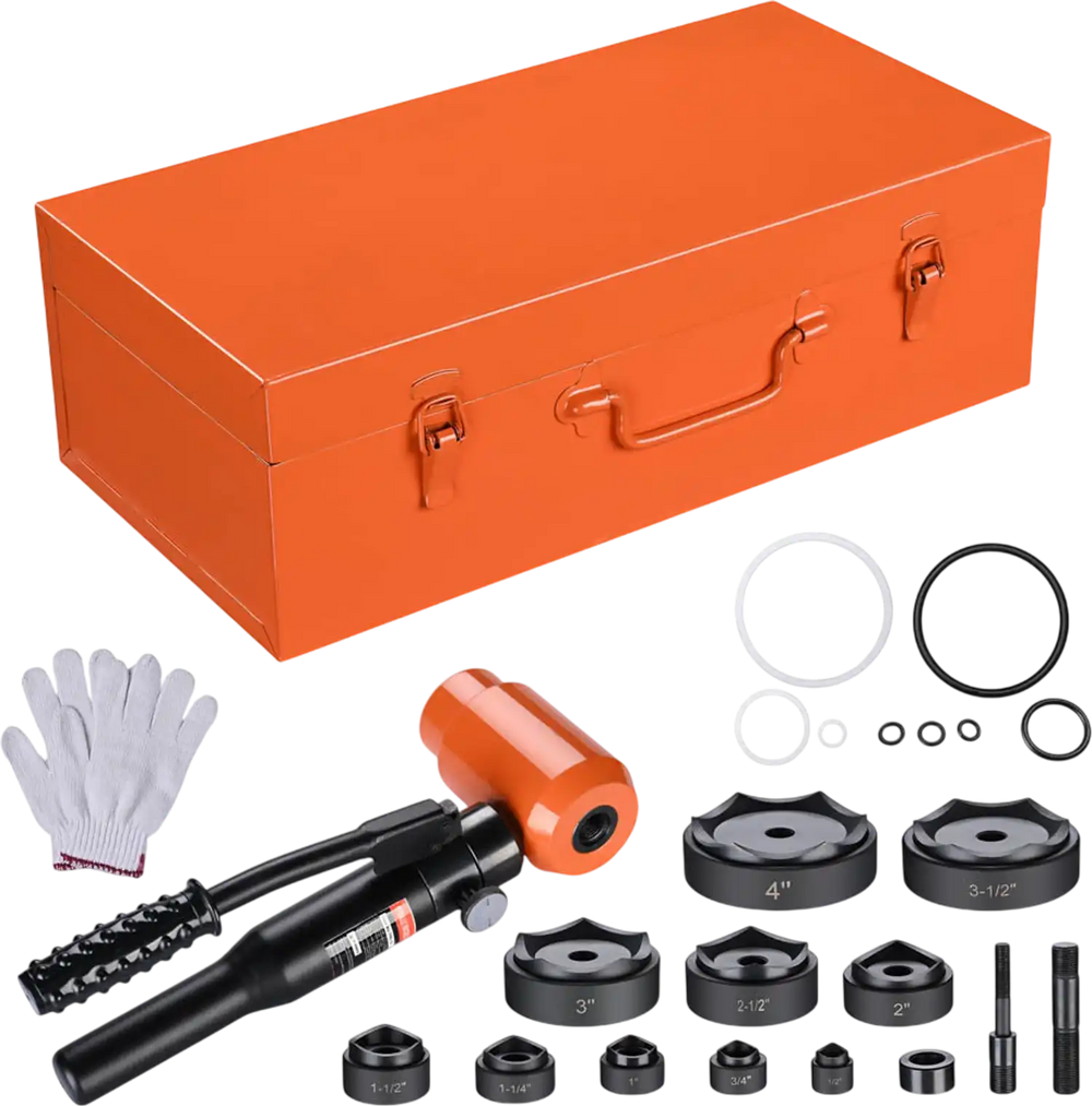Yescom Hydraulic Hole Punch 15 Ton Heavy Duty Metal Hole Knockout 10-Die New