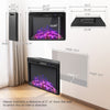 26-inch recessed electric fireplace featuring adjustable flame brightness, resin logs, and remote control for cozy.