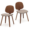Set of 2 wooden dining chairs with padded seats and bentwood frames in walnut, perfect for dining rooms and kitchens.