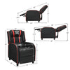 Single red massage gaming recliner chair with adjustable backrest, footrest, and ergonomic armrests for ultimate.