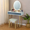 Touch Screen Vanity Makeup Table Stool Set with Lighted Mirror-Gray - Gallery View 1 of 12