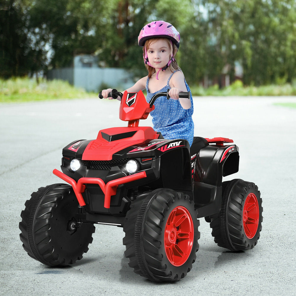 12V Kids Ride on ATV with LED Lights and Treaded Tires and LED lights-Red - Gallery View 1 of 11