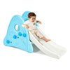 Freestanding blue baby slide with anti-skid steps and triangular design for safe indoor play. Ideal for toddlers.