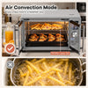 26.4 quart silver French door convection toaster oven with air convection mode for healthier, crispy cooking and 11 presets.