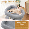 Large padded perch bed with fluffy raised edges, ideal for resting or napping, in light gray for multi-cat households.
