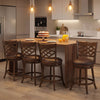 Set of two 26-inch counter height bar stools with rubber wood frames and 360° swivel seats, ideal for kitchen islands.