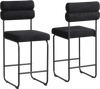 Set of 2 black counter height bar stools with ergonomic backrest and footrest, perfect for kitchen islands or dining.