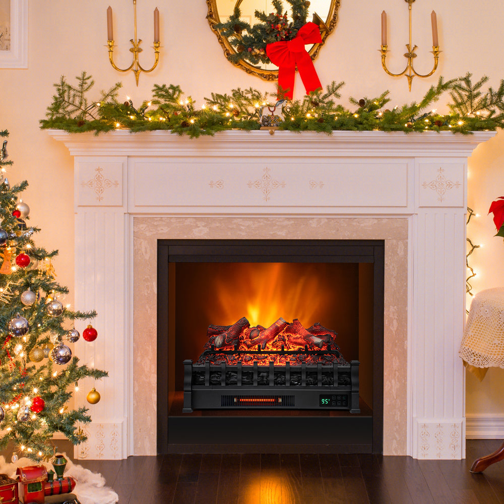 26-inch electric fireplace heater with realistic lemonwood ember bed, remote control, and adjustable flame colors for.