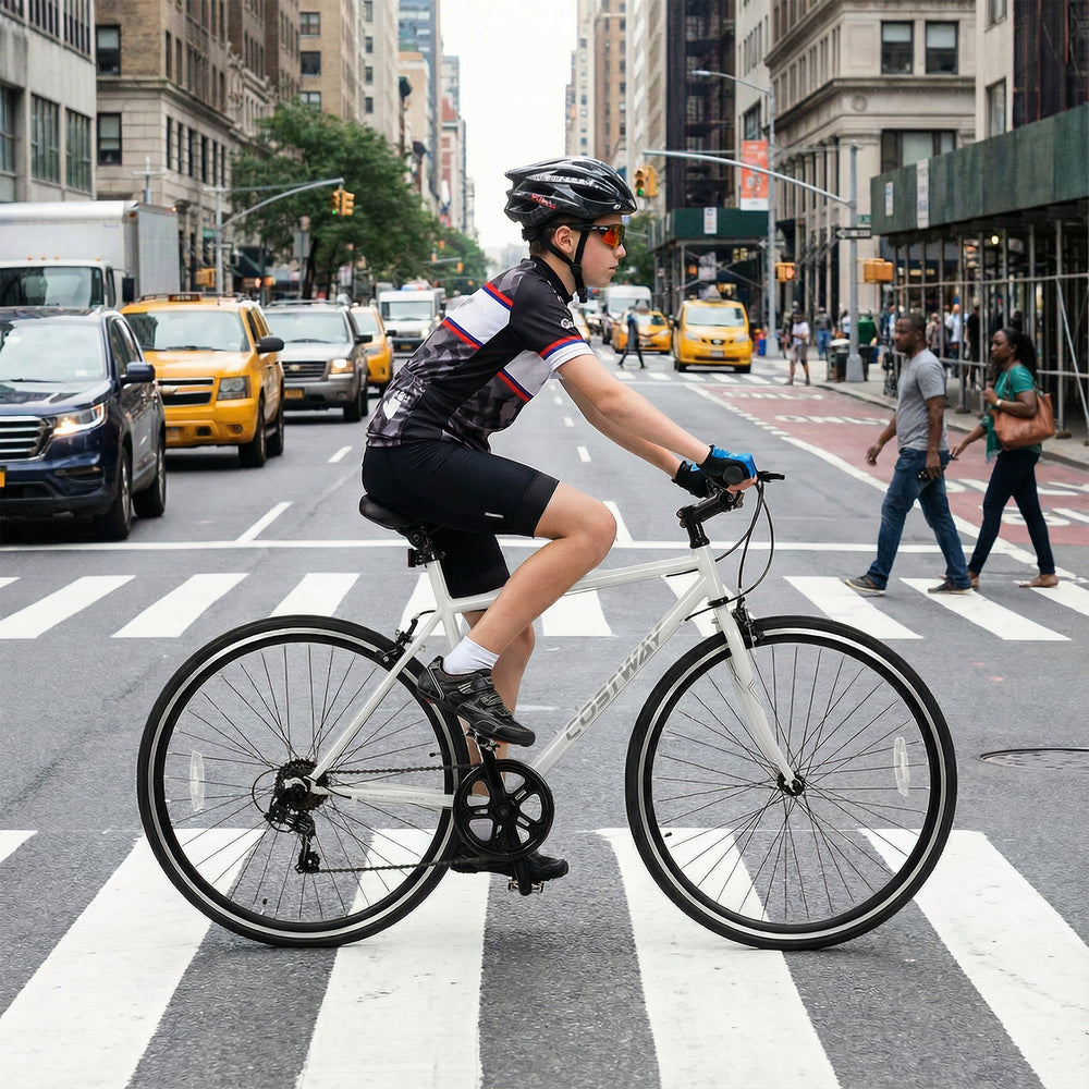 26-inch mountain bike in gray with 6-speed gears, all-terrain rubber wheels, and adjustable saddle for urban and.