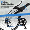 6-gear twist shifter on a 26-inch mountain bike for smooth gear changes, ideal for urban and off-road cycling.