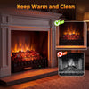 26-inch WiFi infrared quartz electric fireplace insert with realistic logs, customizable flame colors, for cozy warmth.