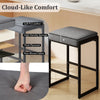 Gray bar stool with soft PU leather seat, 4" thick sponge, and sturdy metal frame, perfect for kitchen islands.