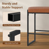 Close-up of the heavy-duty metal frame of 26-inch bar stools with adjustable foot pads for stable support.