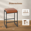 26-inch bar stool dimensions with brown faux leather seat, sturdy metal frame, and 330 lbs max load capacity.
