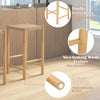 Natural 26-inch dining bar stool with woven paper rope seat, double cross bars, and anti-slip footpads for stability.