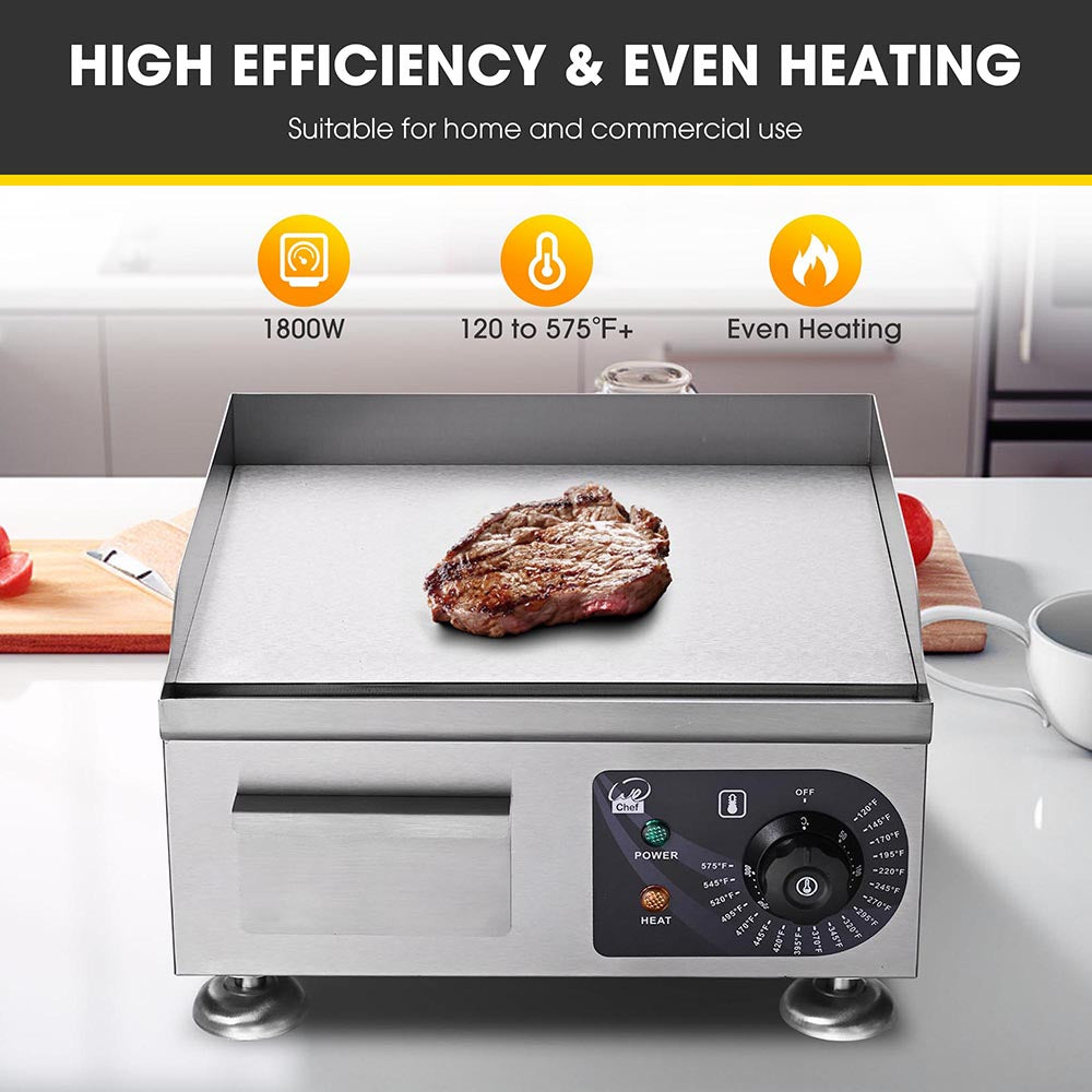 Yescom Electric Countertop Griddle Flat Grill 14in 1500W New