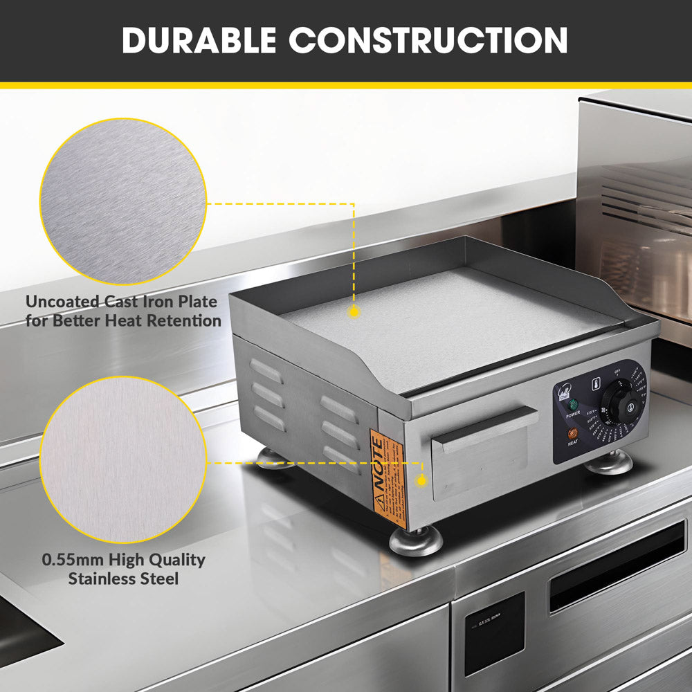 Yescom Electric Countertop Griddle Flat Grill 14in 1500W New