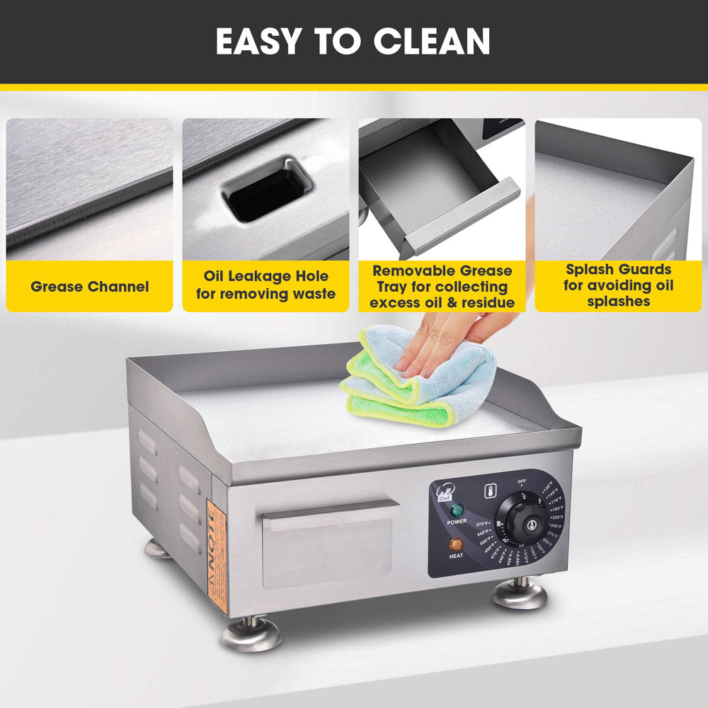 Yescom Electric Countertop Griddle Flat Grill 14in 1500W New
