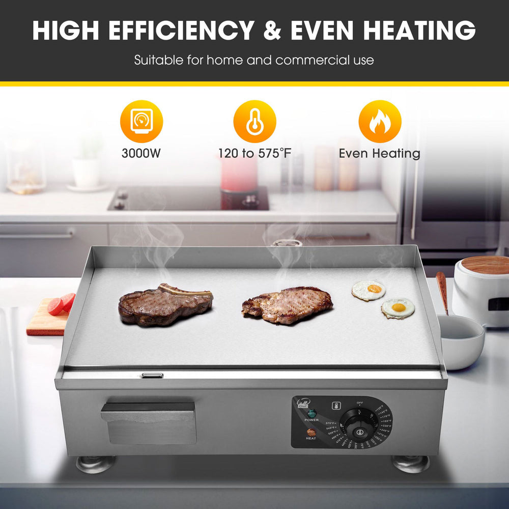 Yescom Electric Griddle with Lid Flat Top Grill 22in 3000W New