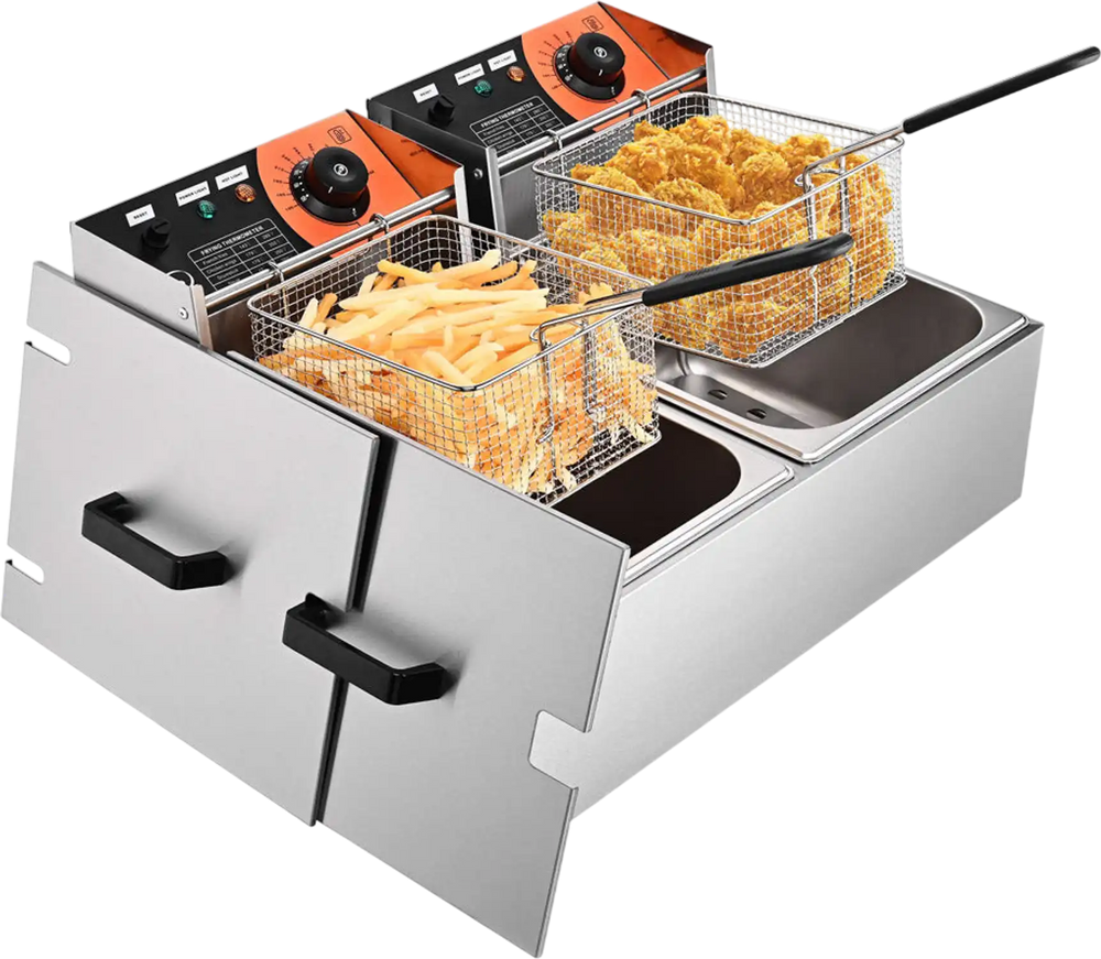 Yescom Electric Deep Fryer 24 L 5000W Dual-Tank New