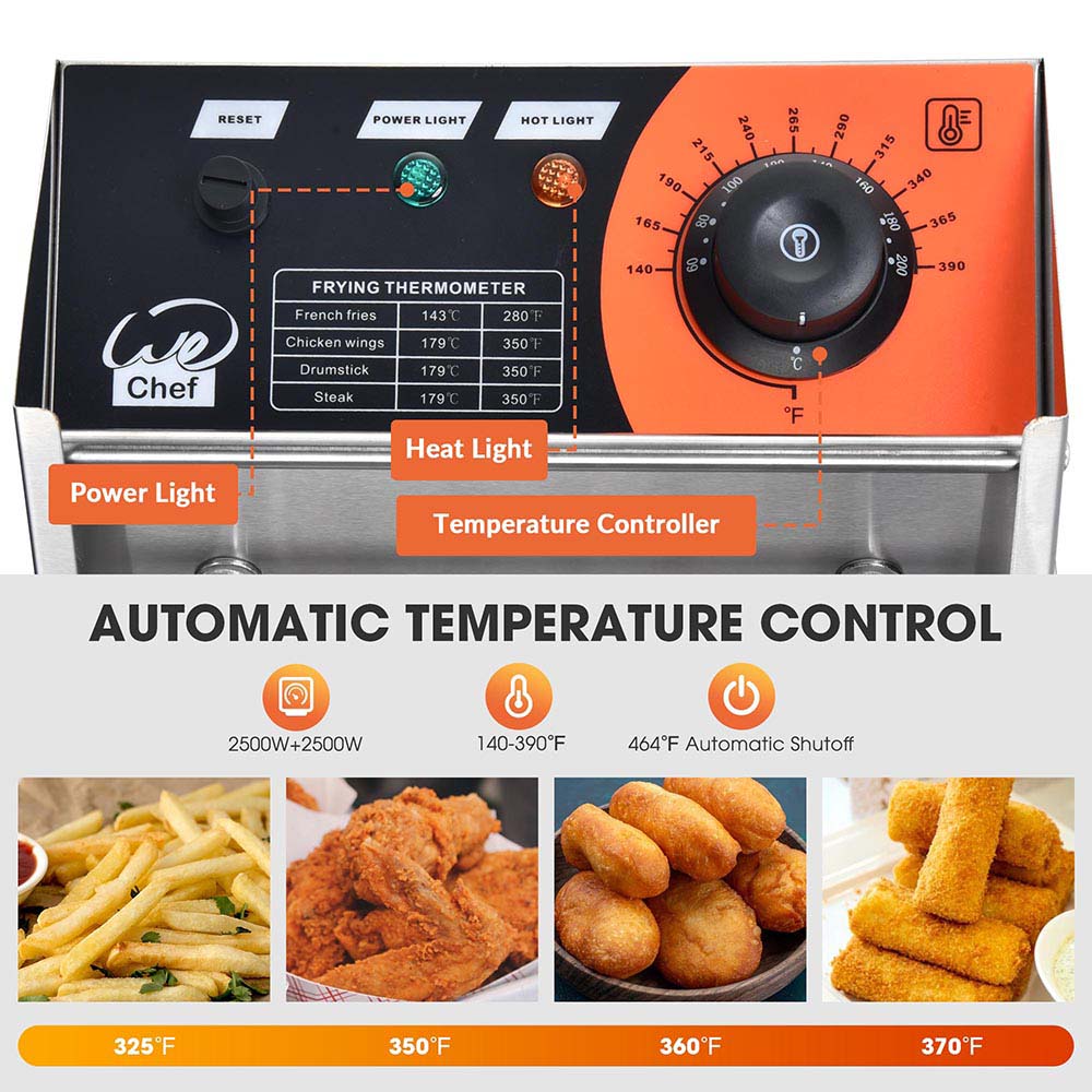 Yescom Electric Deep Fryer 24 L 5000W Dual-Tank New