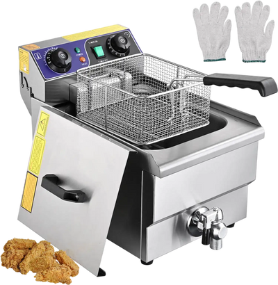 Yescom Electric Deep Fryer w/ Drain 10L 1500W Stainless Steel New