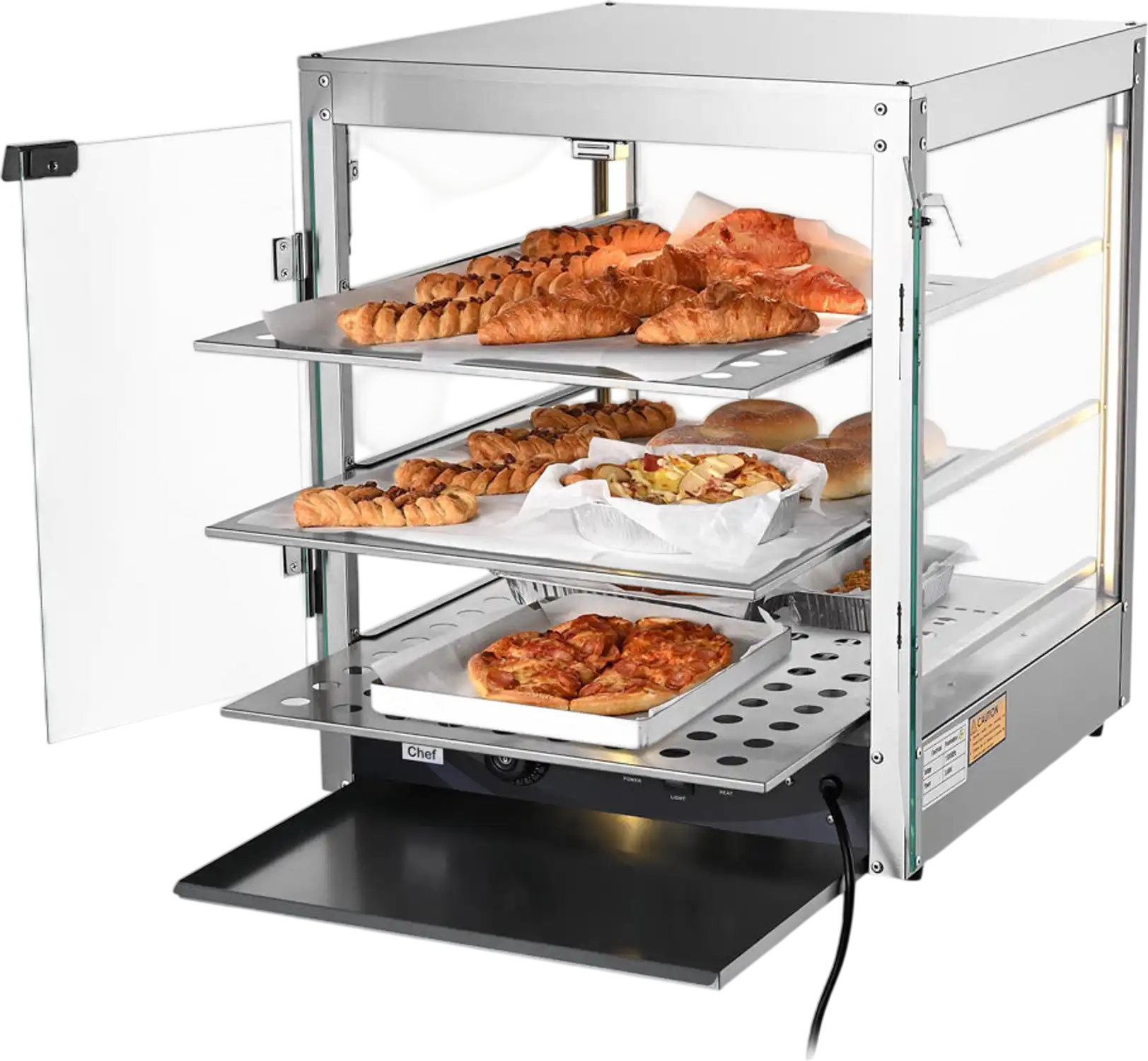 Yescom Pizza Food Warmer Commercial Countertop Display Case 3 Tier 20 ...