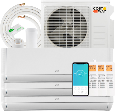 Costway 3 Zone Mini Split AC 27000BTU with Heat Pump Greenforce Series 9K 12K BTU New