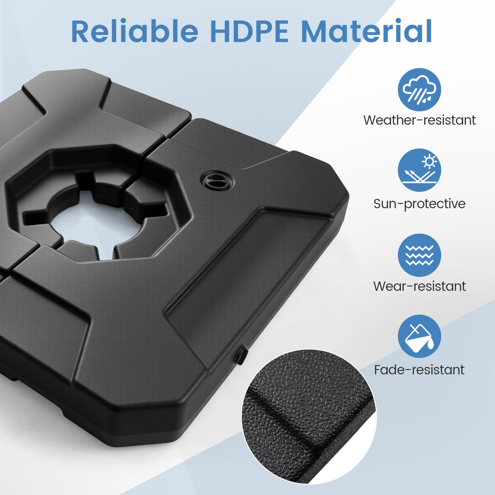 274 lbs cantilever patio umbrella base made of weather-resistant HDPE, featuring handles for easy lifting and.