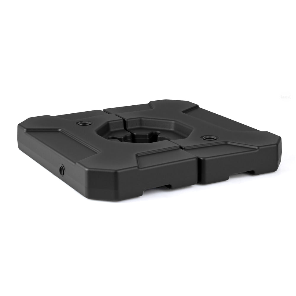 274 lbs cantilever patio umbrella base in black, designed for stability with easy filling and draining features.