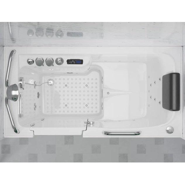 Anzzi 2753FLWL Bathtub 27" x 53" Left Drain Walk-In Whirlpool Air Jets Waterfall Quick Fill New