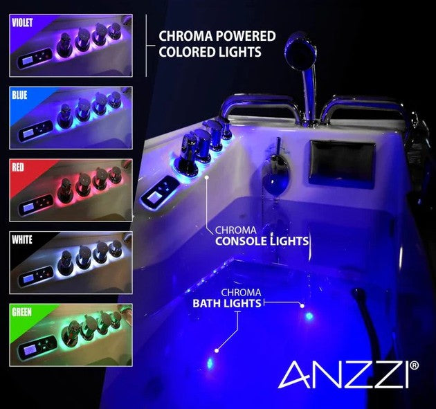 Anzzi 2753FLWR Bathtub 27" x 53" Right Drain Walk-In Whirlpool Air Jets Waterfall Quick Fill New