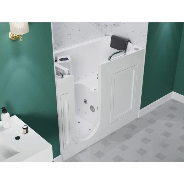 Anzzi 2753WILWD Bathtub 27" x 53" Left Drain Walk-In Whirlpool and Air Jets White New