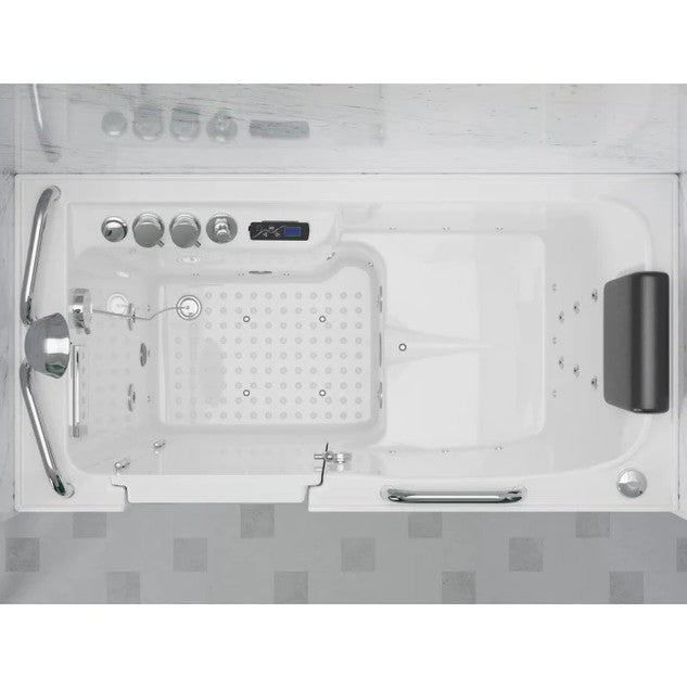Anzzi 2753WILWD Bathtub 27" x 53" Left Drain Walk-In Whirlpool and Air Jets White New