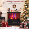 Freestanding 27-inch black fireplace with multi-color flame effect, remote control, perfect for cozy holiday settings.