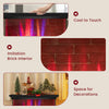 Close-up of the 27-inch freestanding fireplace's imitation brick interior, showcasing space for decorations and.