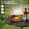 27-inch round cast aluminum patio bistro table with hollow top, waterproof and rust-resistant, perfect for outdoor.