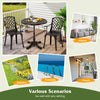 27-inch round cast aluminum patio bistro table with hollow top, suitable for dining in garden, poolside, or porch.