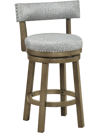 Costway Swivel Upholstered Bar Stool with Back & Footrest 27/31