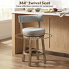 27-inch swivel bar stool with upholstered back, solid rubber wood legs, and decorative nailhead for stylish comfort.