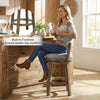 27-inch swivel bar stool with upholstered back and built-in footrest, offering comfort and support for kitchen seating.