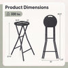 Folding bar stool with HDPE seat and carry handle, featuring a sturdy metal frame and non-slip foot pads for stability.
