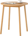 Round bamboo dining table for 2-4 people, featuring smooth corners and non-slip foot pads, ideal for small spaces.
