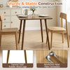 Small square wooden dining table with solid rubber wood legs, designed for 2-4 people, ideal for compact spaces.