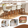 27-inch beige counter height bar chairs with rubber wood legs, featuring a swivel design for kitchen and dining room.