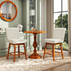 Set of 2 beige counter height bar chairs with rubber wood legs, featuring a 360° swivel design for versatile seating.