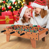 27-inch indoor foosball table with strong wood construction, featuring red and yellow players, perfect for family fun.