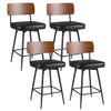 27 Inch Padded Counter Barstools Set of 4 with Metal Legs-Black - Gallery View 1 of 1